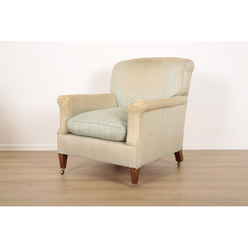 183 - A PAIR OF HOWARD EASY ARMCHAIRS

with original fitted covers and spare loose herringbone taupe cover... 