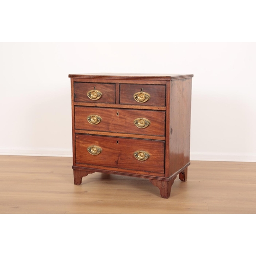 226 - A MAHOGANY SMALL CHEST OF DRAWERS

19th century, with two short and two long graduated drawers, on s... 