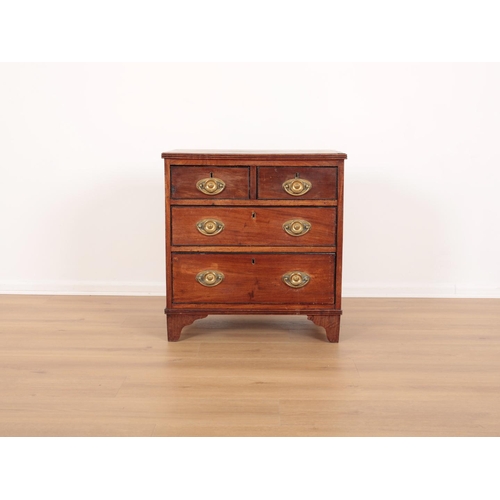 226 - A MAHOGANY SMALL CHEST OF DRAWERS

19th century, with two short and two long graduated drawers, on s... 