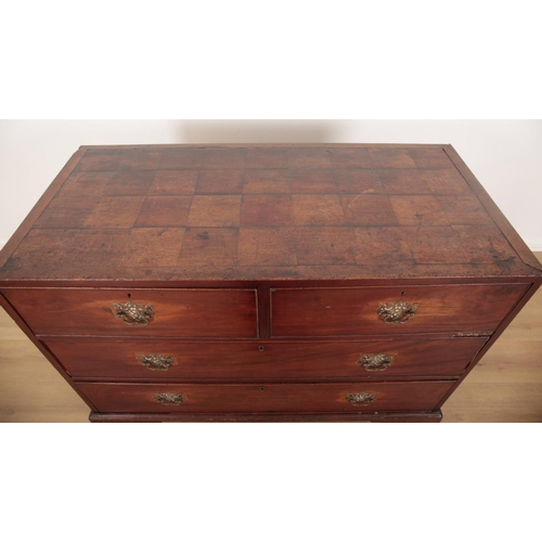 268 - A GEORGE III MAHOGANY CHEST OF DRAWERS

the caddy top with 'chequer board' veneer, two short and thr... 