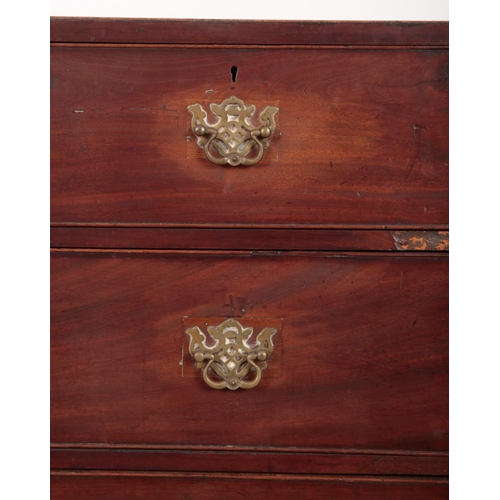 268 - A GEORGE III MAHOGANY CHEST OF DRAWERS

the caddy top with 'chequer board' veneer, two short and thr... 