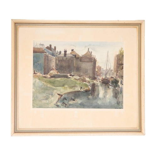 284 - *MARIO KRIEK (1906-?) 'Rapenburg - Demolition, Old Jewish Quarter'

signed lower right, further sign... 