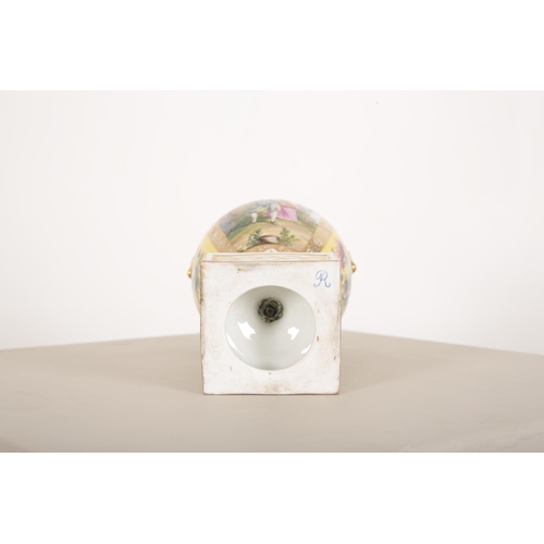 46 - A PAIR OF 'HELENA WOLFSOHN' STYLE PORCELAIN TWO HANDLED URNS

late 19th century, the covers with bud... 