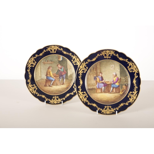 52 - A SET OF FOUR 'SEVRES' PORCELAIN PLATES

each painted with interior scenes after David Teniers (1610... 