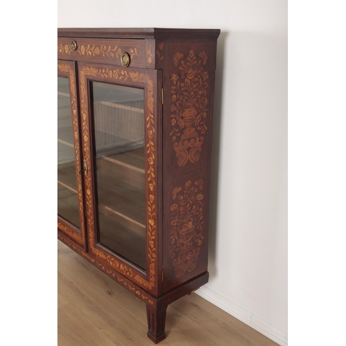 53 - A DUTCH WALNUT AND MARQUETRY SIDE CABINET

with a single frieze drawer over glazed cupboard doors op... 