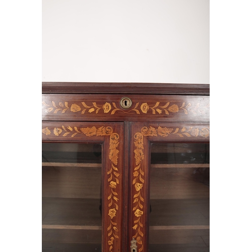 53 - A DUTCH WALNUT AND MARQUETRY SIDE CABINET

with a single frieze drawer over glazed cupboard doors op... 