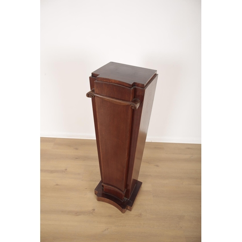 55 - AN ART DECO STYLE MAHOGANY PEDESTAL

20th century, 107cm high x 34cm wide x 30cm deep