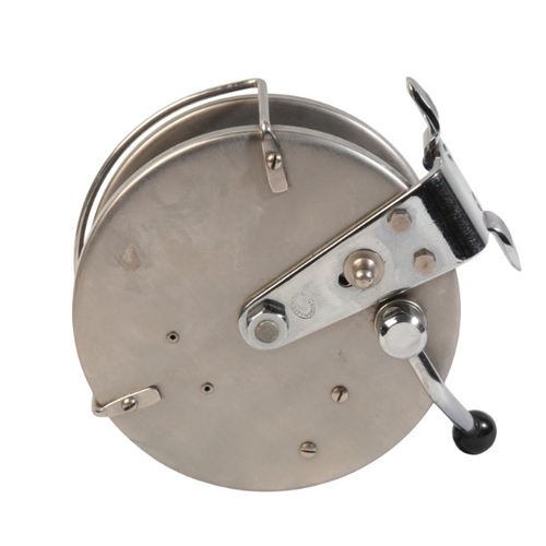 14 - ALLCOCKS OF REDDITCH: AN ALLOY SEA REEL

with steel line guard, steel check button and brake ratchet