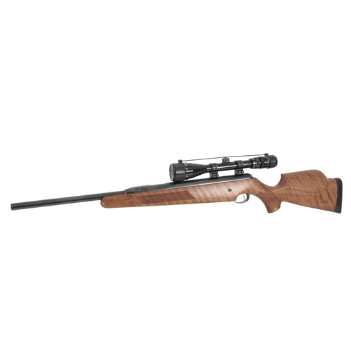 142 - AN AIR ARMS PRO SPORTING .22 AIR RIFLE

with synthetic walnut stock, mounted with a Niko sterling 4-... 