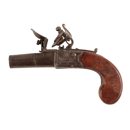 163 - BOND OF CORNHILL, LONDON: A LATE 18TH CENTURY POCKET PISTOL

with flintlock action and hidden trigge... 