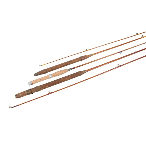 2 - A ONE PIECE SPLIT CANE TROUT FLY ROD

and two other various trout fly rods (3)