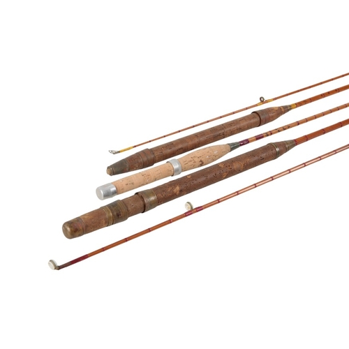 2 - A ONE PIECE SPLIT CANE TROUT FLY ROD

and two other various trout fly rods (3)