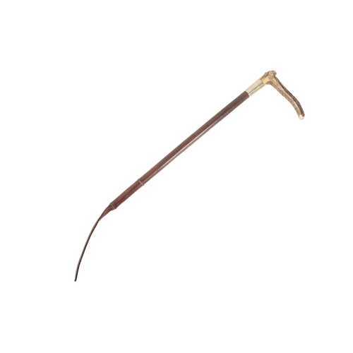 259 - ZIAR: A LADY'S RIDING CROP

the antler top bearing makers badge and with a nickel-plated collar, sim... 