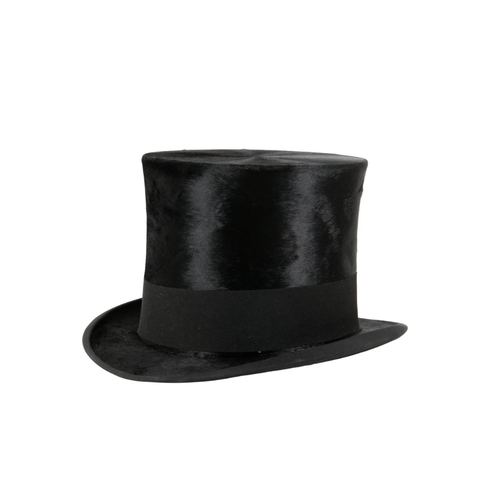 335 - A.J. WHITE, JERMYN STREET LONDON: A BLACK SILK TOP HAT

size 6 3/4, in its original bucket shaped ha... 