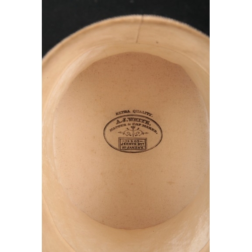 335 - A.J. WHITE, JERMYN STREET LONDON: A BLACK SILK TOP HAT

size 6 3/4, in its original bucket shaped ha... 