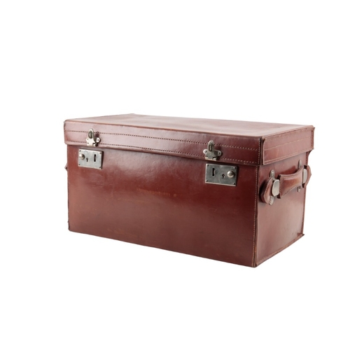 67 - ASPREY, LONDON: A BROWN LEATHER FISHING TACKLE CASE

with twin side carrying handles and nickel silv... 