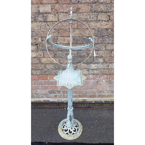 6 - AN ARMILLARY SPHERE SUNDIAL on cast iron stand 121cm high