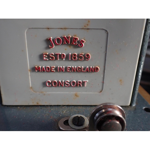 112 - A JONES ELECTRIC SEWING MACHINE with carrying case