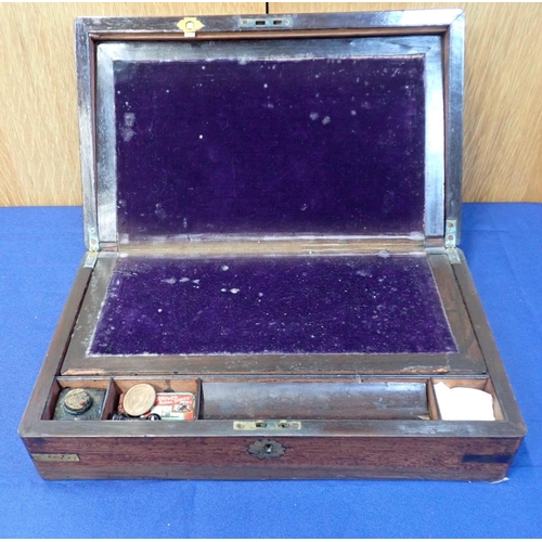 125 - A 19TH CENTURY NAVAL WRITING BOX brass mounted 40cm wide