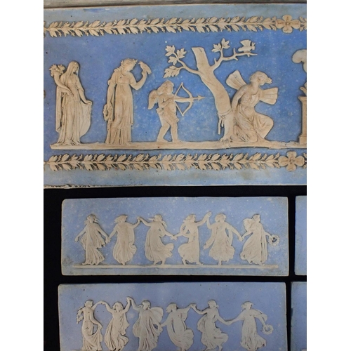 140 - A PAIR OF PLASTER CAST NEOCLASSICAL RELIEF FRIEZES 15 x 46cm (one badly damaged, some pieces present... 