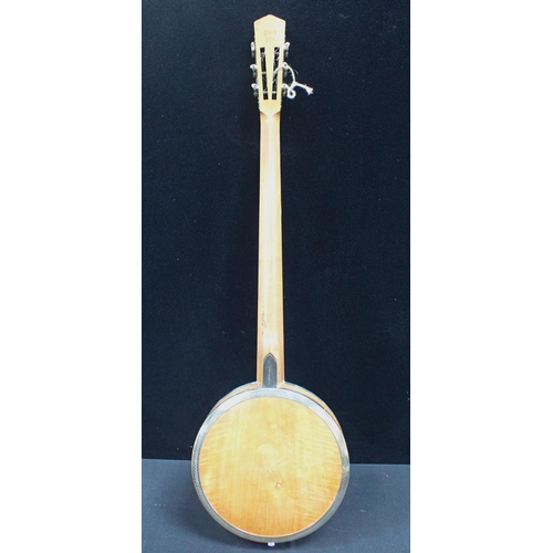 204 - A CAMMEYER PATENT FIVE-STRING BANJO with mother-of-pearl inlay and plated mounts, No. 5949 576, in a... 