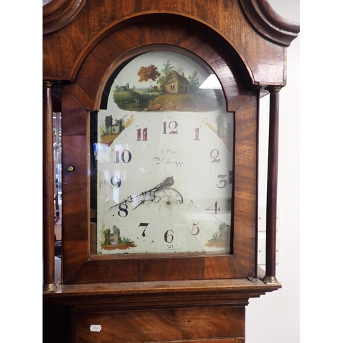 206 - A 19TH CENTURY OAK AND MAHOGANY LONGCASE CLOCK with thirty-hour movement, the painted dial signed 'W... 
