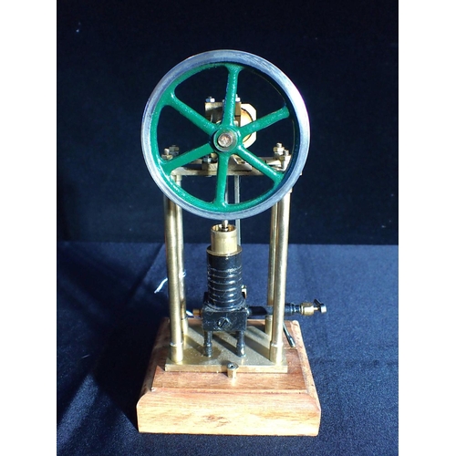 238 - A SCRATCH BUILT MODEL BEAM ENGINE, AND A SIMILAR UPRIGHT ENGINE mainly in brass and steel, on wooden... 