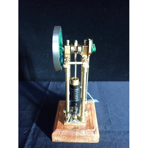 238 - A SCRATCH BUILT MODEL BEAM ENGINE, AND A SIMILAR UPRIGHT ENGINE mainly in brass and steel, on wooden... 