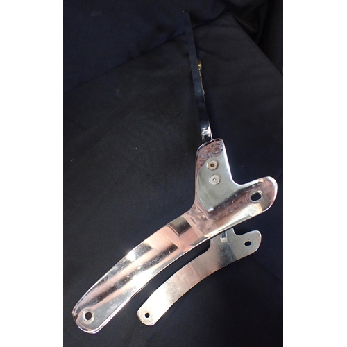 154 - MOTORCYCLING: A WESTERN CHOPPER 'CISSY BAR' OR BACK REST chromed, with brass eagle 'LIVE TO RIDE' ba... 