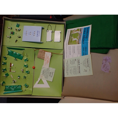 177 - SUBBUTEO TEST MATCH EDITION TABLE CRICKET (incomplete, box damaged) with a 'Dad's Army' game, and a ... 