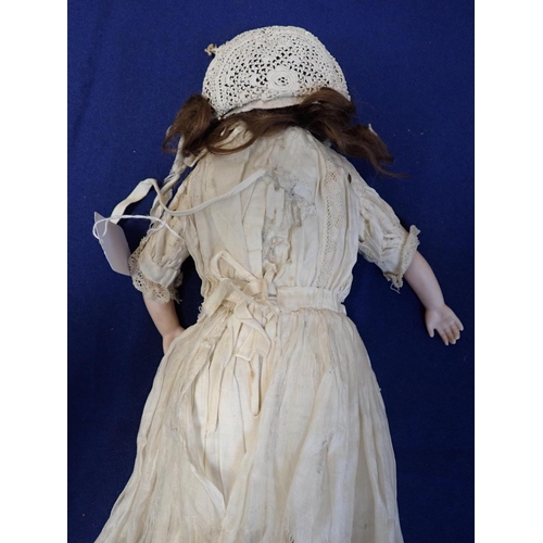 179 - A 19TH CENTURY ARMAND MARSEILLE BISQUE HEAD DOLL with closing eyes, bisque arms, composition body, 3... 