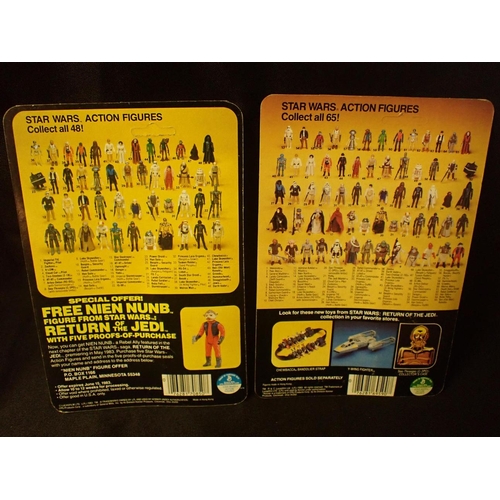 191 - STARWARS RETURN OF THE JEDI 'ZUCKUSS' AND '4-LOM' BY KENNER Nos.70010 and 70020, in bubbles on unpun... 