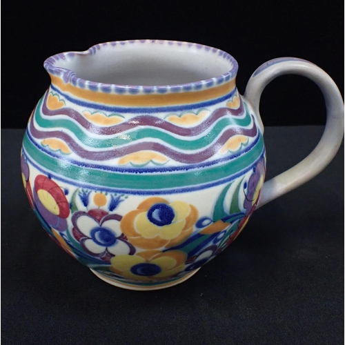 272 - TRUDA CARTER POOLE POTTERY a round-bodied jug painted with YO pattern, impressed Poole England mark,... 