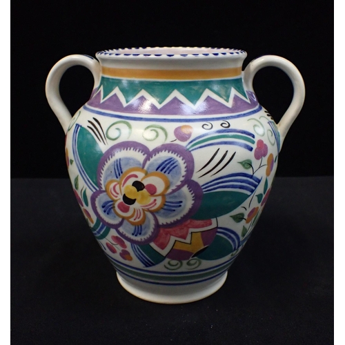 273 - TRUDA CARTER POOLE POTTERY a two-handled vase painted with an unmarked pattern, impressed Poole Engl... 