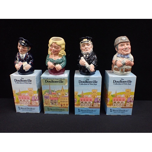 275 - ROYAL DOULTON; 'THE DOULTONVILLE COLLECTION' four jugs, boxed; Pat Parcel, Betty Bitters, Mike Miner... 