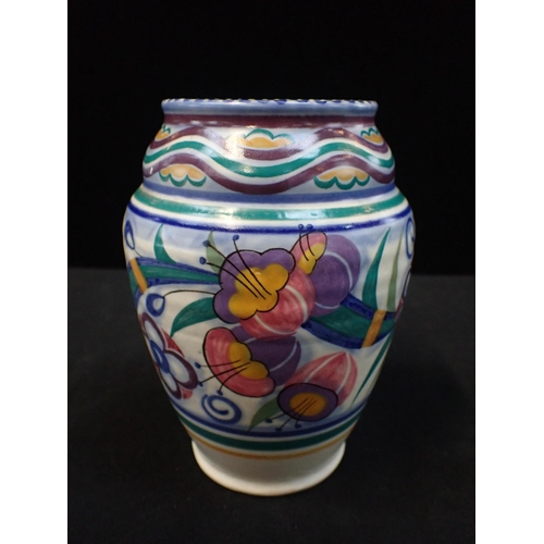 282 - TRUDA CARTER POOLE POTTERY a vase painted with ED pattern, impressed Poole England mark, 17 cms high