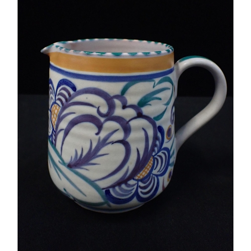 285 - TRUDA CARTER POOLE POTTERY a jug painted with VT pattern, impressed CSA mark, 14 cms high