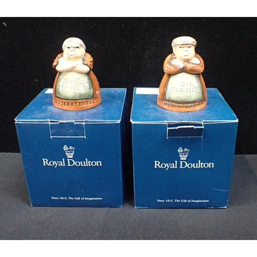 298 - ROYAL DOULTON 'VOTES FOR WOMEN' AND 'TOIL FOR MEN' SALT AND PEPPER D7066 and D7067 (1996), boxed (2)