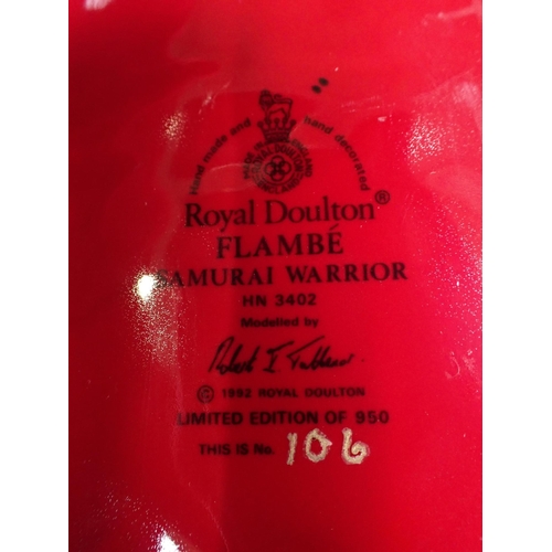 299 - ROYAL DOULTON FLAMBE 'SAMURAI WARRIOR' HN3402 by Tabbenor, 106 of 950 (boxed)