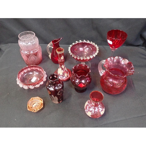 66 - A COLLECTION OF CRANBERRY GLASS and similar