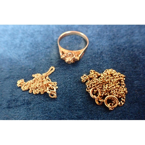 407 - AN 18 CT GOLD CHAIN-LINK NECKLACE a 9ct gold chain-link necklace and a yellow metal cluster ring (c.... 