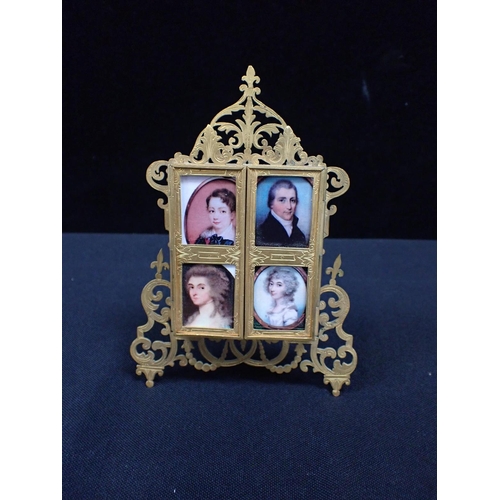 434 - A 19th CENTURY GILT BRASS TRYPTYCH EASEL FRAME for multiple photographs,, by Payne and Son, Lowndes ... 