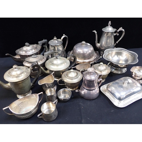 360 - A QUANTITY OF SILVER-PLATED WARE tea wares, muffin dish etc