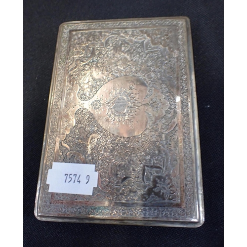 391 - A WHITE METAL CIGARETTE CASE probably Indian