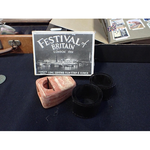 459 - A FESTIVAL OF BRITAIN FILM VIEWER, COINS (SOME PRE 1947 SILVER) a 'Bookano' pop-up book, cigarette c... 