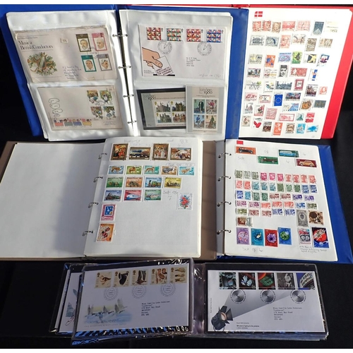 494 - A COLLECTION OF WORLD STAMPS some mint, and first day covers in albums, with Stanley Gibbons book an... 