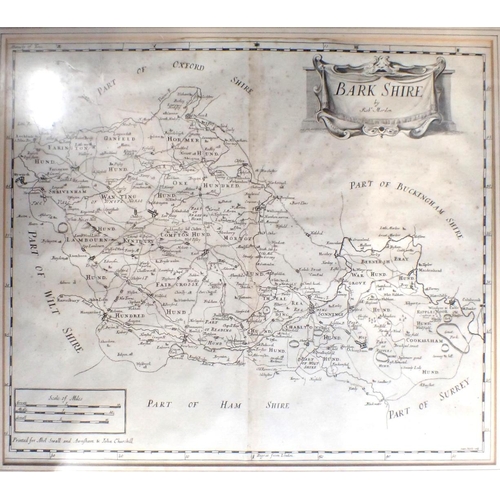 635 - ROBERT MORDEN; MAP OF 'BARK SHIRE' (sic) framed, 42 x 57cm