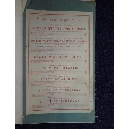 636 - LLOYD'S AMERICAN PUBLICATION MAP OF UNITED STATES AND CANADA 1863, complete, some wear on folds, cov... 