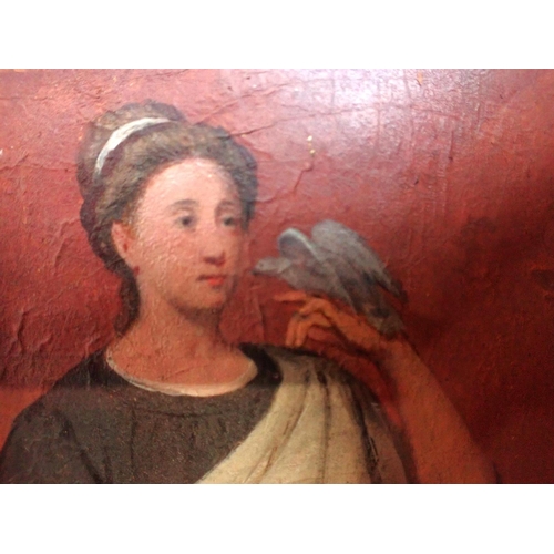 639a - A PAIR OF GRAND TOUR STYLE PAINTINGS ON VELLUM AFTER POMPEIIAN WALL PAINTINGS in oak frames 24.5 x 1... 