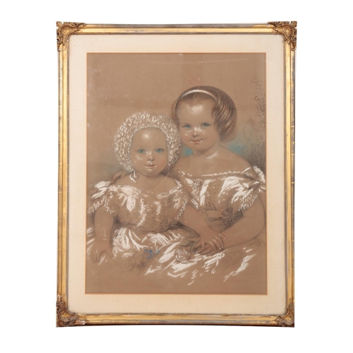 640 - ENGLISH SCHOOL, 19TH CENTURY A portrait of young children indistinctly signed and dated 1863 lower r... 